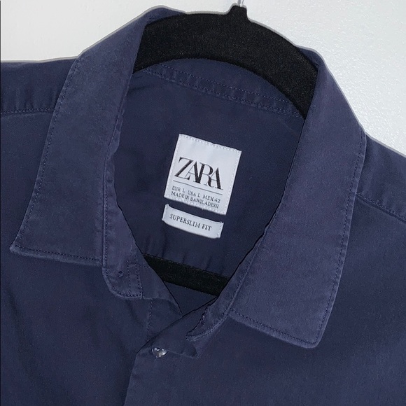 Zara Navy Button Up - Size L - Picture 3 of 3